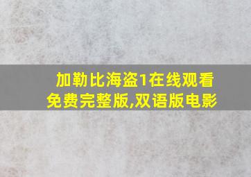 加勒比海盗1在线观看免费完整版,双语版电影