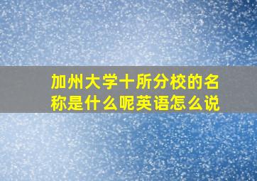 加州大学十所分校的名称是什么呢英语怎么说