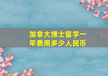 加拿大博士留学一年费用多少人民币