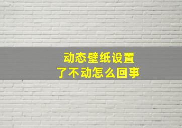 动态壁纸设置了不动怎么回事