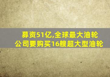 募资51亿,全球最大油轮公司要购买16艘超大型油轮