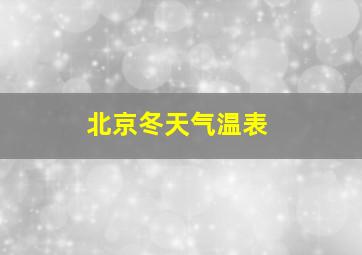 北京冬天气温表