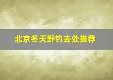 北京冬天野钓去处推荐