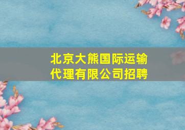 北京大熊国际运输代理有限公司招聘