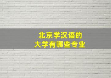 北京学汉语的大学有哪些专业