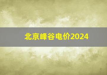 北京峰谷电价2024