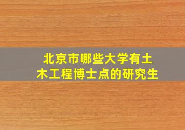 北京市哪些大学有土木工程博士点的研究生