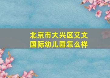 北京市大兴区艾文国际幼儿园怎么样