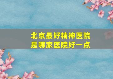 北京最好精神医院是哪家医院好一点