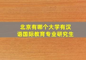 北京有哪个大学有汉语国际教育专业研究生