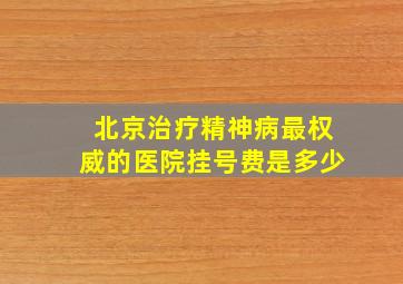 北京治疗精神病最权威的医院挂号费是多少