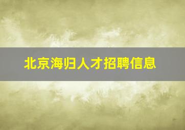 北京海归人才招聘信息