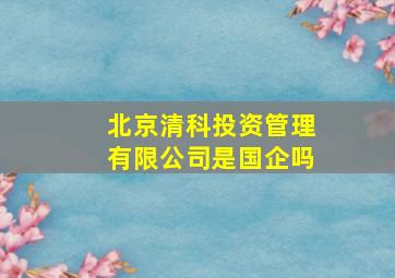 北京清科投资管理有限公司是国企吗