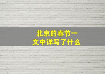 北京的春节一文中详写了什么