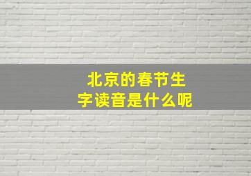 北京的春节生字读音是什么呢