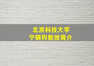 北京科技大学宁晓钧教授简介