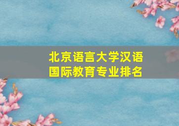 北京语言大学汉语国际教育专业排名