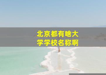 北京都有啥大学学校名称啊