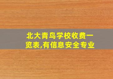 北大青鸟学校收费一览表,有信息安全专业