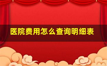 医院费用怎么查询明细表