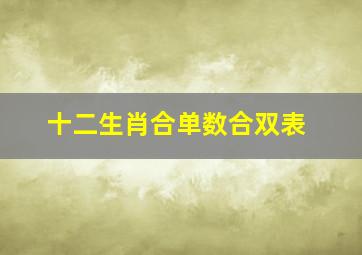 十二生肖合单数合双表