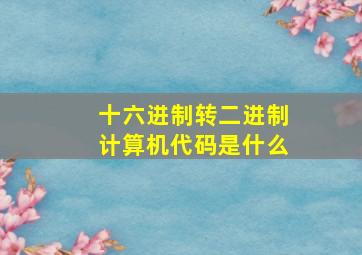 十六进制转二进制计算机代码是什么