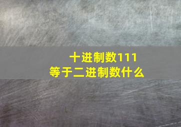 十进制数111等于二进制数什么