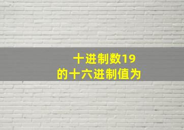 十进制数19的十六进制值为