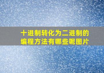 十进制转化为二进制的编程方法有哪些呢图片