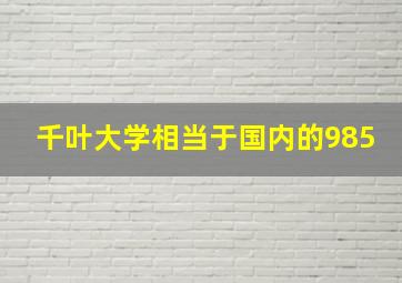 千叶大学相当于国内的985