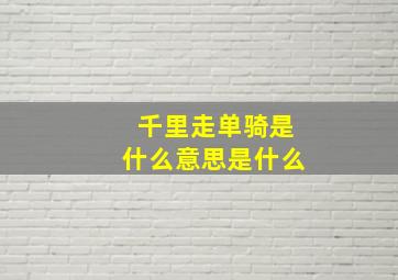 千里走单骑是什么意思是什么