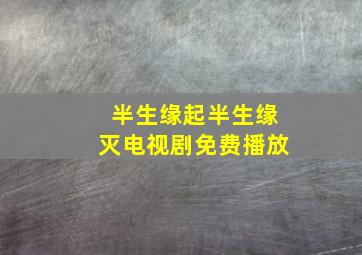 半生缘起半生缘灭电视剧免费播放