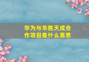 华为与华胜天成合作项目是什么意思