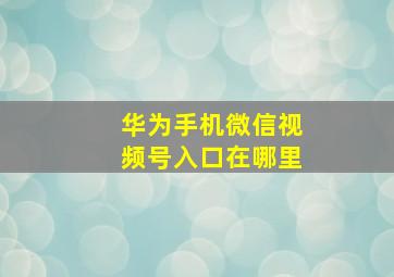 华为手机微信视频号入口在哪里