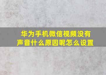 华为手机微信视频没有声音什么原因呢怎么设置