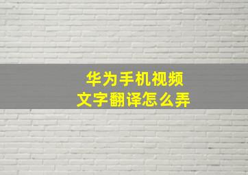 华为手机视频文字翻译怎么弄