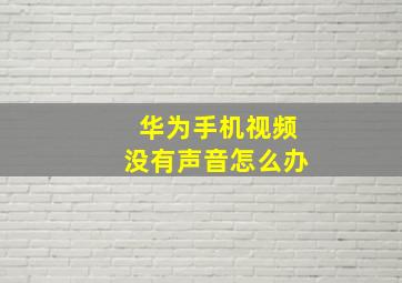 华为手机视频没有声音怎么办