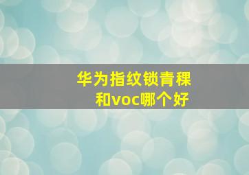 华为指纹锁青稞和voc哪个好