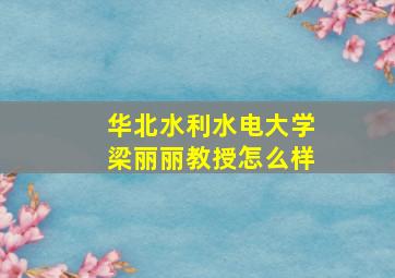 华北水利水电大学梁丽丽教授怎么样