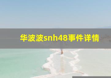 华波波snh48事件详情