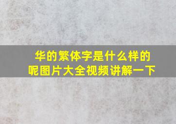 华的繁体字是什么样的呢图片大全视频讲解一下