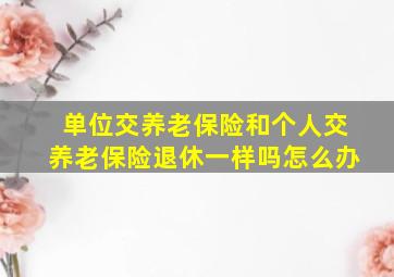 单位交养老保险和个人交养老保险退休一样吗怎么办