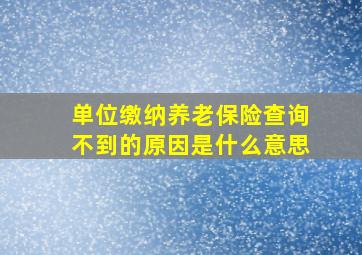 单位缴纳养老保险查询不到的原因是什么意思