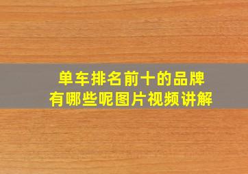 单车排名前十的品牌有哪些呢图片视频讲解