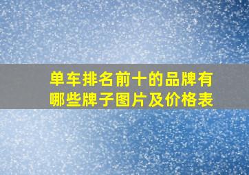 单车排名前十的品牌有哪些牌子图片及价格表