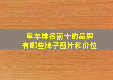 单车排名前十的品牌有哪些牌子图片和价位