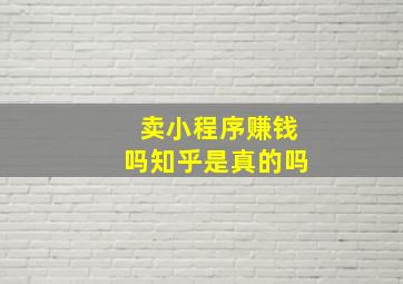 卖小程序赚钱吗知乎是真的吗