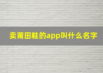 卖莆田鞋的app叫什么名字