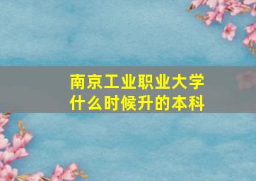 南京工业职业大学什么时候升的本科