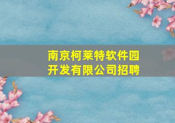 南京柯莱特软件园开发有限公司招聘